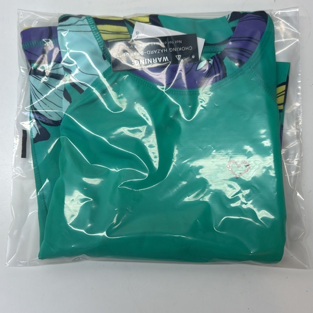 🔥GAP Kids Swim Shirt - Teal and Floral Sz L 10) new